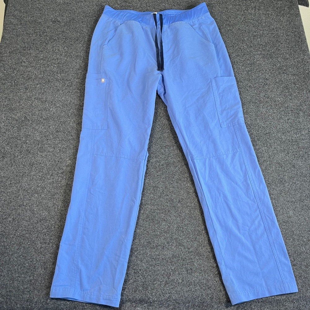FIGS Technical Collection T2001 Scrub Pants Womens XL Ceil Blue Cargo Drawstring